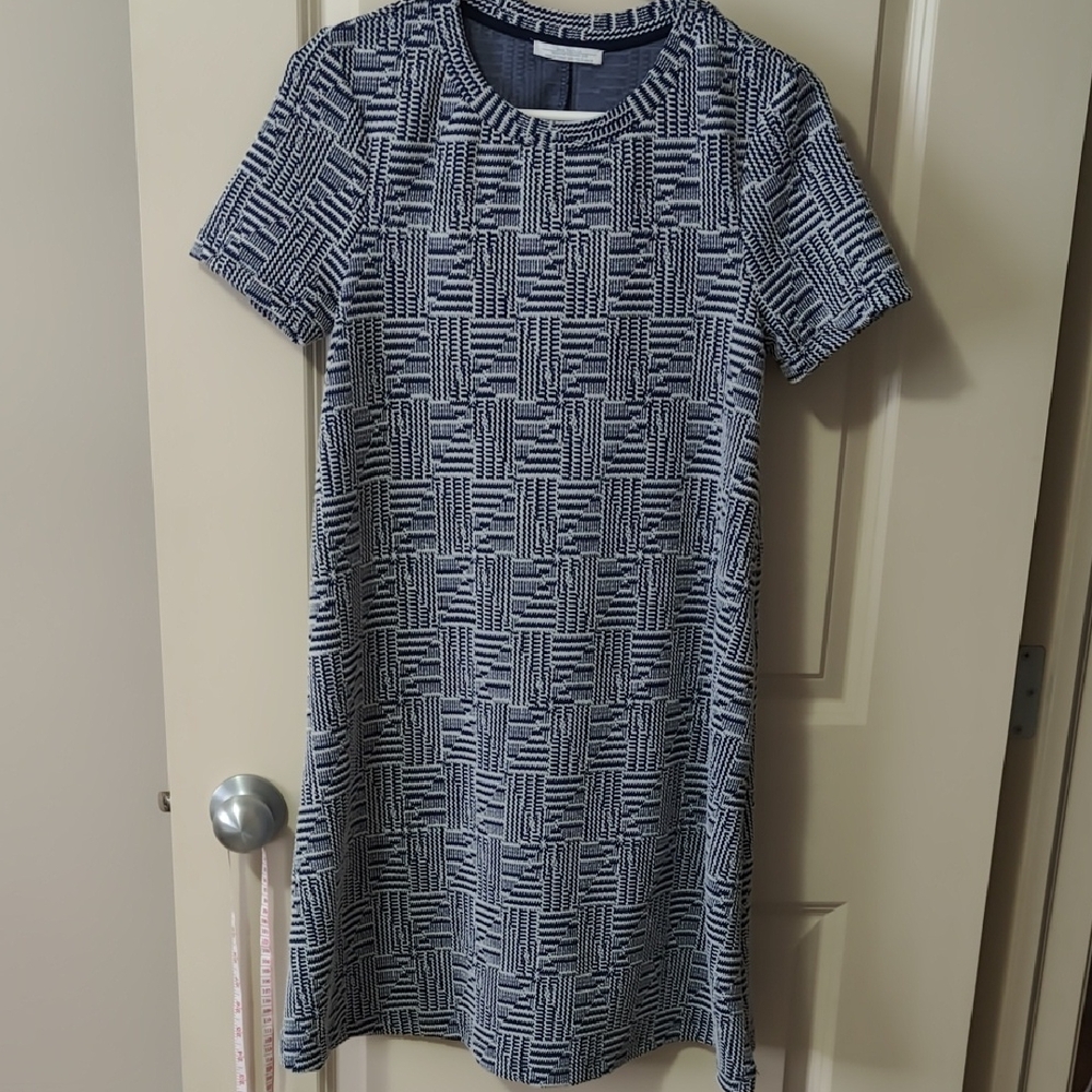 Zara Blue and White Geometric Dress